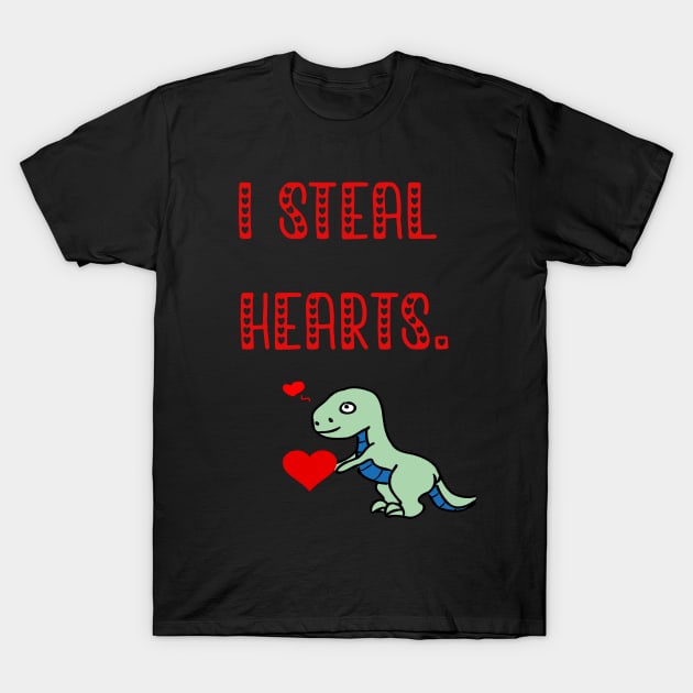 I i Steal Hearts Trex Dino Cute Baby Boy Valentines Day Gift 2021 T-Shirt by flooky